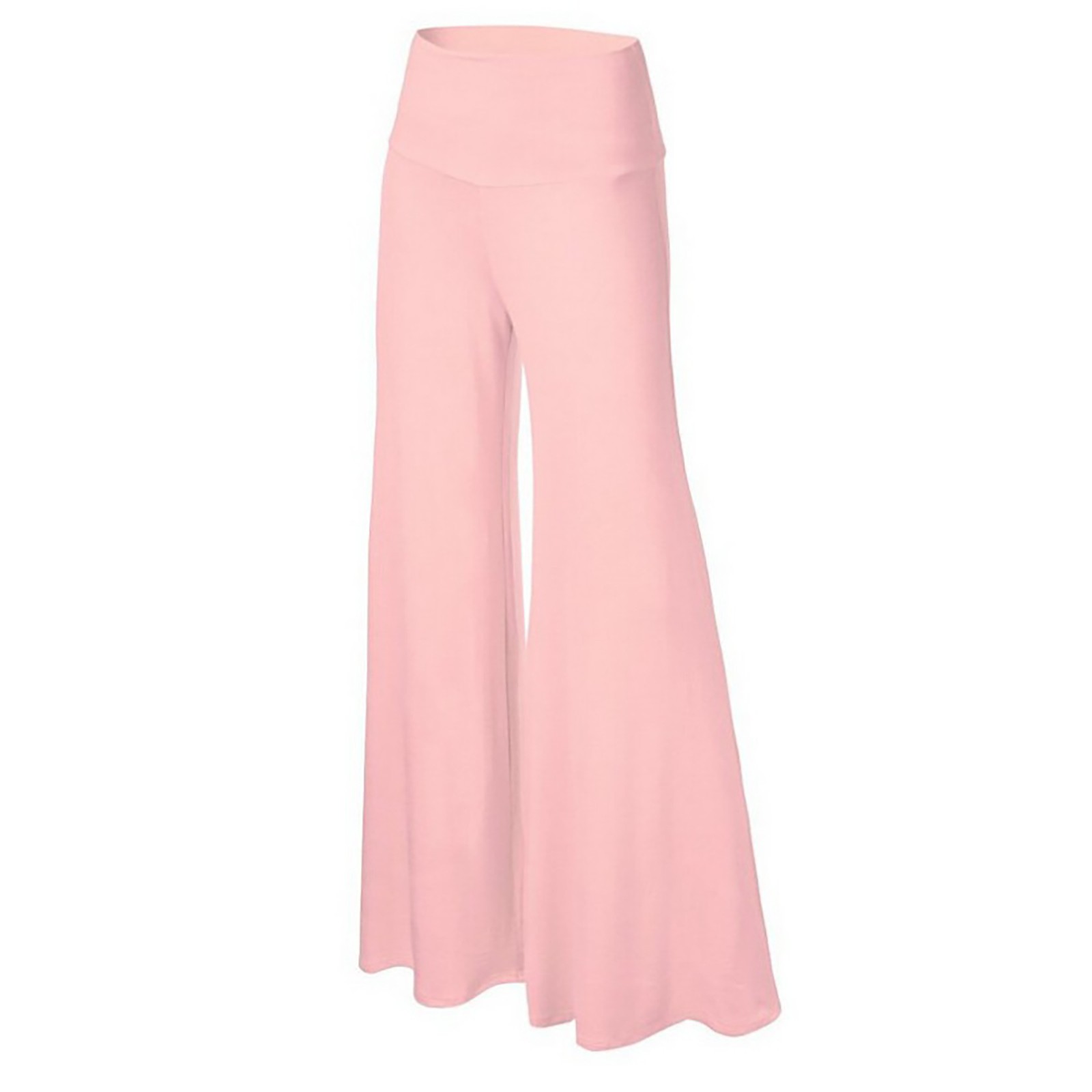 thumbnail image 2 of Pantalones de cintura alta y pierna ancha para mujer: elásticos, informales/para el trabajo/yoga, tejido de punto, para todas las estaciones, color liso, lavables a máquina/a mano, tallas S-XL., 2 of 4